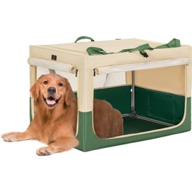 A4Pet Portable Dog Crate, Travel Dog Crate - Lightweight, Durable and Foldable Dog Crate with 3-Door, Adjustable Stainless Steel Frame, Soft Sided Collapsible Dog Kennel, Medium Large Dog Crate
