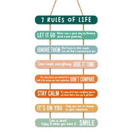 SOYANGNEK Inspirational Wall Decor for Women Friends Besite Mental Health Reminders Wall Positive Motivational Affirmations Presnts 7 RULES OF LIFE Wooden Plaques for Office Home Classroom Dorm