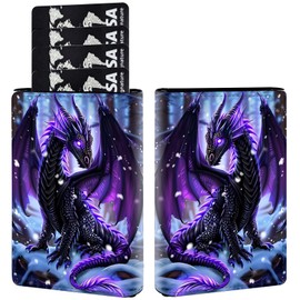 RAUEDWDJS Pop Up Wallet Women Men with Money Slot,RFID Blocking Leather Minimalist Automatic Credit Card Holder Business Trifold Card Case-Cute Little Dragon