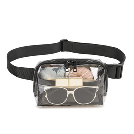 FEIBOON Clear Fanny pack Belt Bag Waist Bag Crossbody Bags Bum Bag for Women Workout Shopping Travelling Hiking (black-2), black, Small