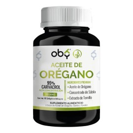 Aceite De Oregano 95% Carvacrol Con Sábila Y Tomillo | Oil Of Oregano | Candida Cleanse | 100% Natural Grado Alimenticio | Vitaminas Mujer Y Hombre | 60 Capsulas Aceite Oregano Oby