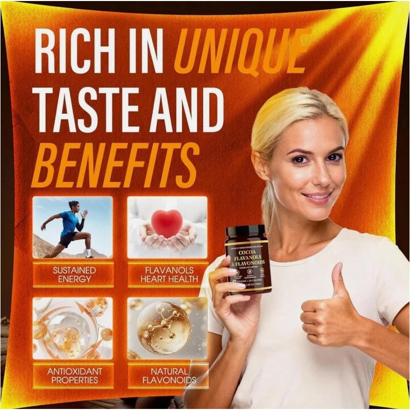 High Flavanol Cocoa Powder Flavonoids Supplements Energy Boost 1200mg UK