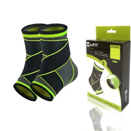 MAXFIT Tobillera de Compresión 1 Unidad, Protección Tobillos, Calcetines , Tobillera Deportiva Ortopédica, Tobilleras Gym, para Basquetbol, Esguince, Talon de Aquiles, Tobillera para Mujeres y Hombres, Mod HH007 (Verde, Small)