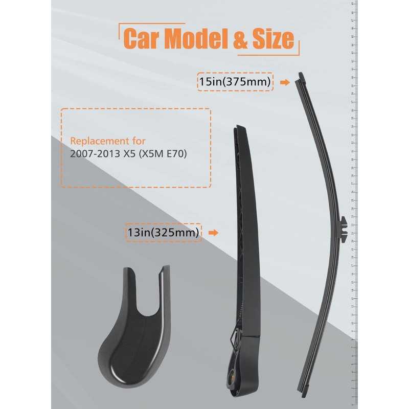 Rear Wiper Arm Blade - Replacement for X5 X5M E70