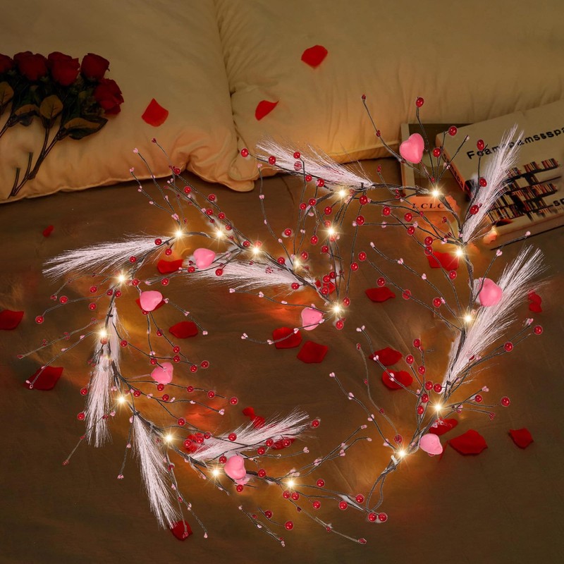 DR.DUDU Valentines Garland, 6 FT Lighted Garlands for Mantle with