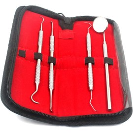 AA PRO Dentists Tools KIT Bundle with Dental Mirror, Tartar Remover, Dental Pick, Scraper and CASE A+ Quality