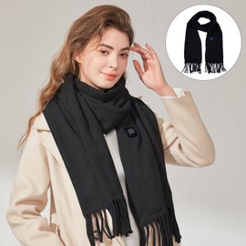 Electric Heating Scarf Black USB Heated Scarves Wraps Long Shawl Warm Winter Neck Warmer for Women Men with Heating Chip Black