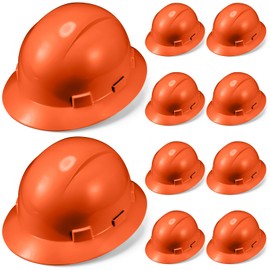 Saysurey Saysurey 10 Pack Full Brim Hard Hat, Orange Construction Hard Hat, HDPE Safety Helmet with 6-Point Adjustable Ratchet Suspension for Men and Women