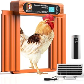 Automatic Chicken Coop Door Solar Powered, Extra Large Size, Anti-Pinch Design, Battery Powered Auto Chicken Door with Timer & Light Sensor, Solar Chiken Coop Door with Remote Control (50-100M)