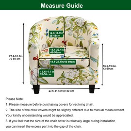 CRFATOP 2 Piece Club Chair Slipcover Printed Tub Chair Slipcover Armchair Covers Soft Printed Round Barrel Chair Covers Couch Covers with Elastic Bottom for Bar Counter Living Room,01