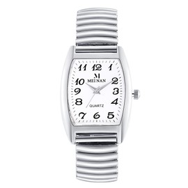 JewelryWe Mens Big Dial Easy Reader Quartz Watch, Gold/Silver Tone Elastic Band Wristwatch, for Fathers Day