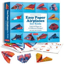 Tuttle Publishing Easy Paper Airplanes for Kids Kit: Fold 36 Paper Planes in 12 Different Designs! (Includes 200 Stickers!)