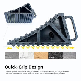 LEADBRAND Anti-Slip Rubber Heavy Duty Wheel Chocks for Cars, RVs, Trucks & Trailers - 4-Pack Lightweight Tire Stopper - All-Weather, Quick-Grip Design with Easy-Grip Handles & Convenient Connectors