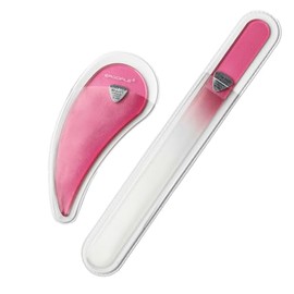 BONA FIDE BEAUTY Set De Limas De Uñas De Cristal - Ergo File - Herramientas Premium Para El Cuidado De Las Uñas. Cristal Checo Auténtico (Rosa)