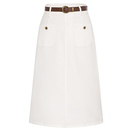 Belle Poque White Denim Skirt Women High Waisted Jean Skirt Plus Size Denim Skirts White XL