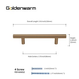 goldenwarm 10 Pack Champagne Bronze Drawer Handles 96mm Hole Centers Champagne Bronze Cabinet Pulls Champagne Drawer Pulls Kitchen Cupboard Handles Champagne Handles
