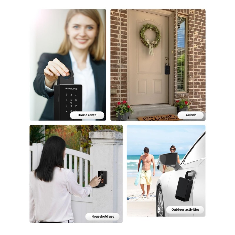 Smart Fingerprint Lock Box for Keys with Code, Wireless Remote