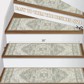 Pauwer Carpet Stair Treads for Wooden Steps Indoor 15 Pack 8" X 30" Peel and Stick Stair Treads Non Slip Staircase Step Treads Reusable Stair Runner Rugs for Dogs, Kids and Elders