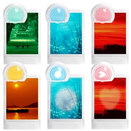 FOSDICK 6 Pieces Photo Filter Sets for Fuji Instax Mini 12, Colour Filter Set, Yellow, Red, Blue, Green, with 2 Patterns, Instant Camera Photo Filter, Coloured Lenses Set Camera Accessories