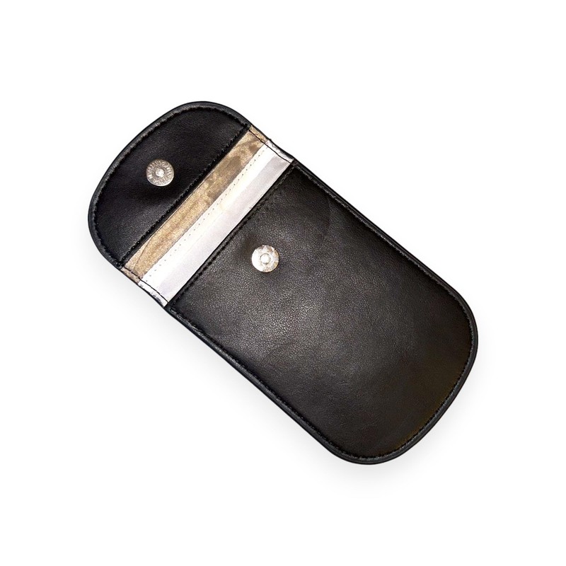 Mayfield Faraday RFID Signal Blocking Pouch – Genuine Black Leather,