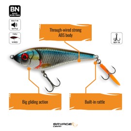 Savage Gear Savage Deviator Swim Freshwater Fishing Lure, Blue Silver, 5.5in, for Bass, Pike, Musky and Walleye