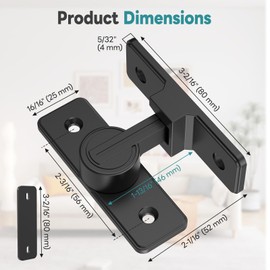 StickNGo Heavy Duty 90 Degree Barn Door Lock, Zinc Alloy Security Sliding Door Latch for Barn, Garden, Bathroom, Fence, Shed - Anti-Rust and Robust (Rectangular Black-1 Pc)