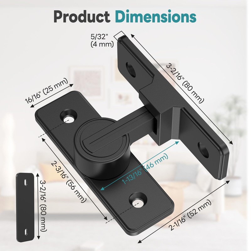 Heavy Duty 90 Degree Barn Door Lock, Zinc Alloy Security