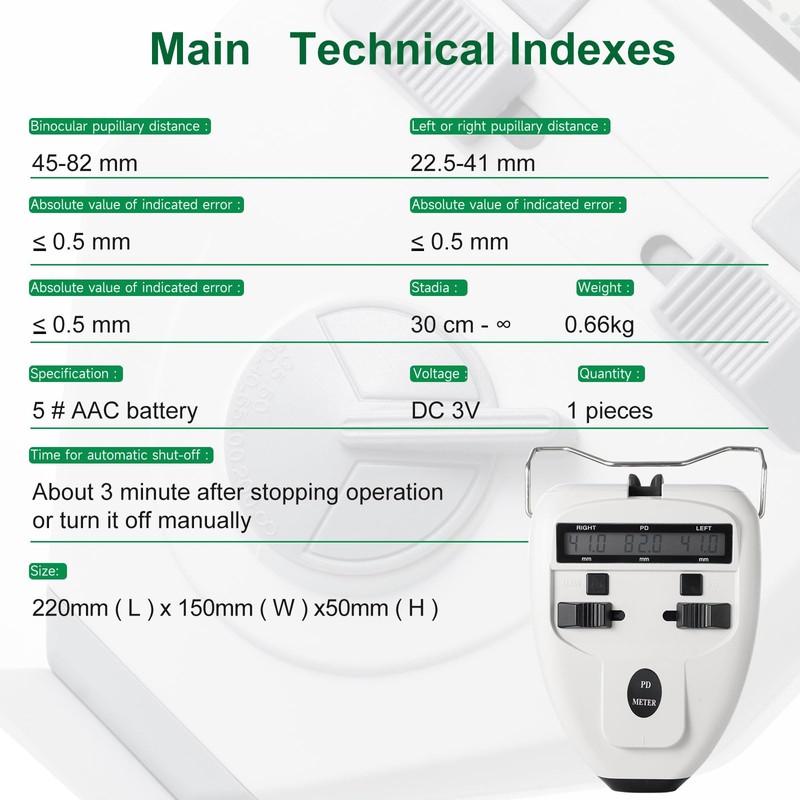 AISITESY Optical Digital Pupillary Distance Meter Led Pd Meter Pupilometer
