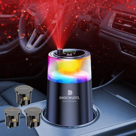 Smart Car Air Freshener with RGB Ambient Light & Starry Ceiling, Car Diffuser with Smart Spray Modes 4 Settings, 1600 Sprays USB-C Rechargeable, Auto On/Off, Built-in Battery, 3 Scents Refills (Black)