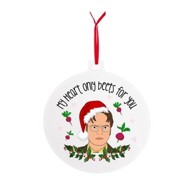 My Heart Beets for You 2022 Ornament/Funny Ornament/ Christmas / Stocking Stuffer / Ornament for Christmas Tree / Gift for Him / Gift for Her /Dwight / Printed on Round 3 Inch Aluminum Ornament