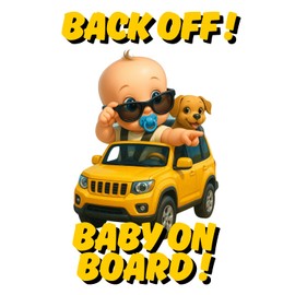SIGNS THAT POP Baby On Board Sign, Car Essentials - Baby On Board Sticker - 1 Pack, 5" by 7" - Cute - Safety Signs - Non Magnet - Durable Strong Adhesive (Back Off)