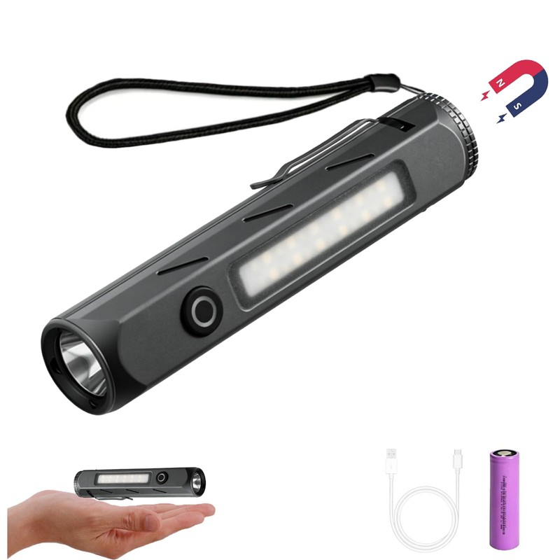 EDC Rechargeable Flashlight, 1400 High Lumens LED Flashlight with Magnetic