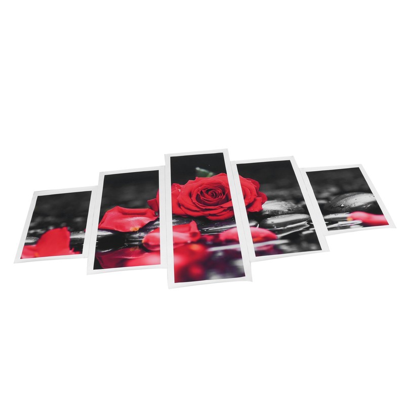 5Pcs Wall Art Painting Set Romantic Red Rose Frameless Painting