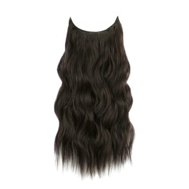 LECIPO Invisible Wire Hair Extensions Transparent Wire Adjustable Size 4 Secure Clips Long Wavy Curly Secret Hairpiece 18 Inch for Women