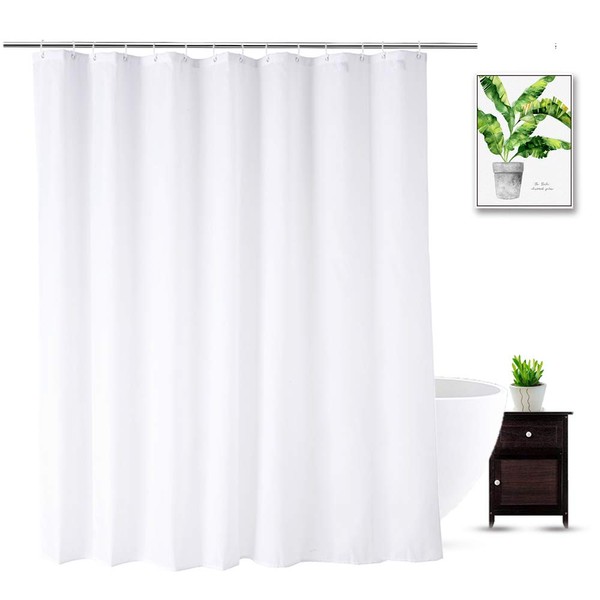 WellColor Extra Wide Shower Curtain Liner 84 x 72 Inch,Fabric Shower Curtain Liner for Bathroom Curtain,Hotel Quality,Water Repellent, White