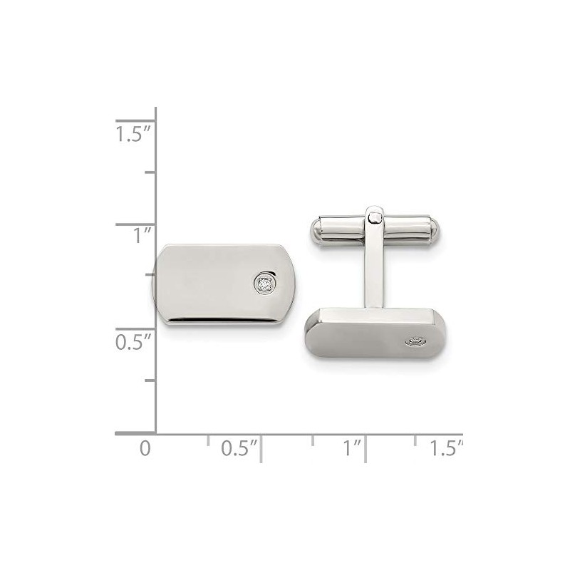 FB Jewels Solid Stainless Steel Diamond Accent Cuff Links