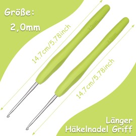 Coopay Crochet Hooks 7.0 mm, Pack of 2 Metal Crochet Hooks, Ergonomic Crochet Hook with Soft Grip for Arthritic Hands, TPR Handle Crochet Hooks for Beginners & Professionals, Comfortable Crochet Hook