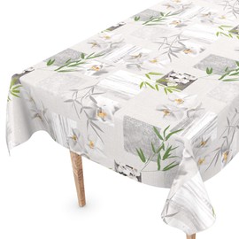 Washable Oilcloth Tablecloth 120 x 140 cm Cut Edge Orchid Spa Easy Care
