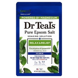 Dr. Teal's Pure Epsom Salt Soaking Solution Bath Salt Eucalyptus & Spearmint, 1.36kg, 1 piece / 닥터틸즈 퓨어 엡섬솔트 소킹 솔루션 입욕제 유칼립투스 앤 스피아민트, 1.36kg, 1개
