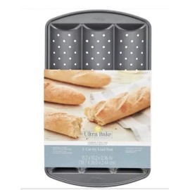 Wilton 3 Cavity Loaf Pan ultra bake professional bread carbon steel 15.2 X 10.2