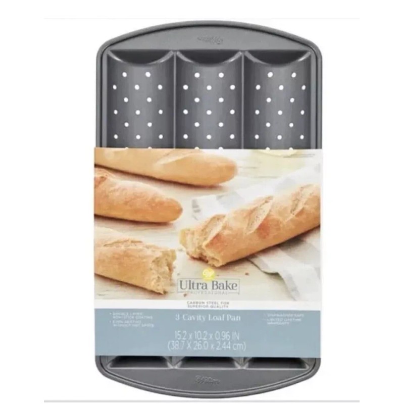 Wilton 3 Cavity Loaf Pan ultra bake professional bread carbon