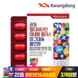 Guangdong Multivitamin Mineral Plus Magnesium All-in-One 90 tablets 1 box (3 months supply) 22 types comprehensive / 광동 멀티비타민미네랄 플러스 마그네슘 올인원 90정 1박스(3개월분)  22종 종합