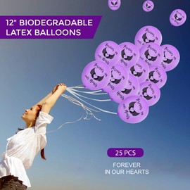 25 Memorial balloons to Celebrate life, Bereavement, Condolences, Funeral, Anniversary, Memorial services, Memory table, Ash Scatterings (Purple-Hearts)