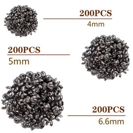 Aylifu 600 Pieces 4mm/5mm/7mm Open Crimp Beads Covers Half Round Crimp Bead Knot Covers End Caps for DIY Necklace Jewelry Making Crafts Decor(Gun Black)