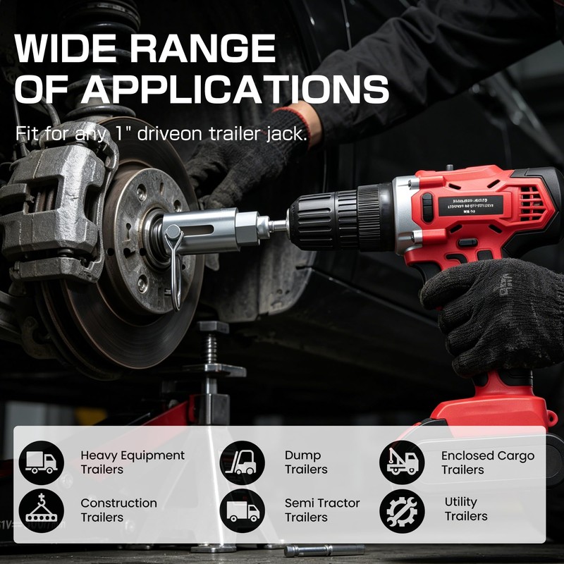 Trailer Jack Drill Adapter for 1 Inch Drive Shaft, Heavy