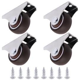 S SYDIEN 1-1/2 Inch Fixed Caster Wheels, Heavy Duty Industrial Casters Set of 4, Single Direction Tiny Rubber Wheels, Rigid Plate Casters for Trundle Bed Cabinet Drawer