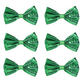Pingyongchang 4 PCS Men's St. Patrick's bow tie with adjustable pre-tie holiday motif pattern for lucky four-leaf Clover men and boys -(4pcs sequins)