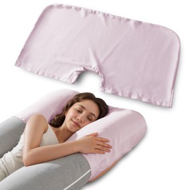 QUEEN ROSE Pregnancy Pillow Cover, Satin Pillowcase for Maternity Body Pillows, Cooling Replacement Case for Sleeping, Fits U & C Pregnancy Pillows, Headrest Cover Only, Pink