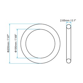 PATIKIL Nitrile Rubber O-Ring 200mm Outside Diameter 195mm Inner Diameter 2.65mm Width Metric Seal Gasket for Faucet Plumbing Auto Repair Black