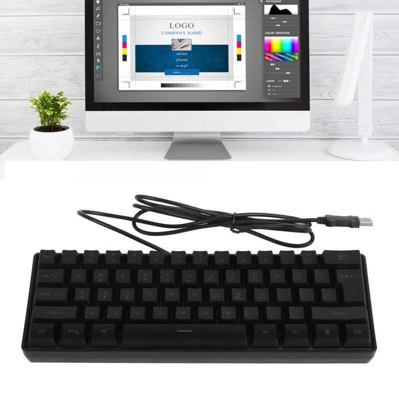 Mechanical Keyboard 61 Keys RGB Backlight Ultra Thin Portable Wired